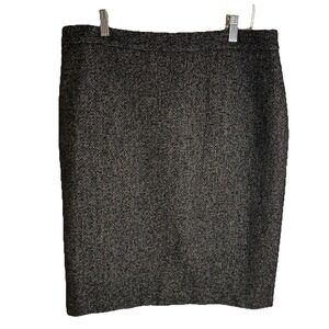 Ann Taylor Skirt 12 Black Brown Tweed‎ Wool Blend Lined Pencil Career Classic